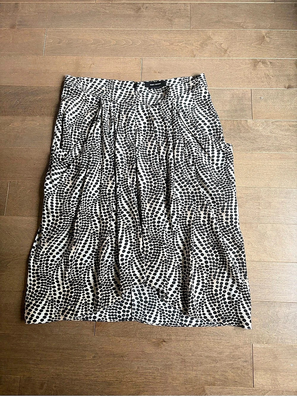 Isabel Marant Igina Asymmetric Printed Silk-Blend Skirt Midi Skirt White & Black